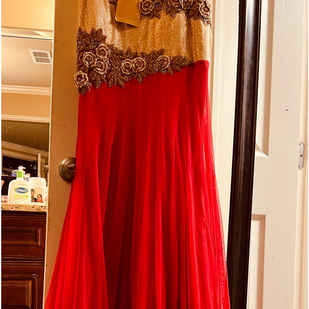 Long red dress